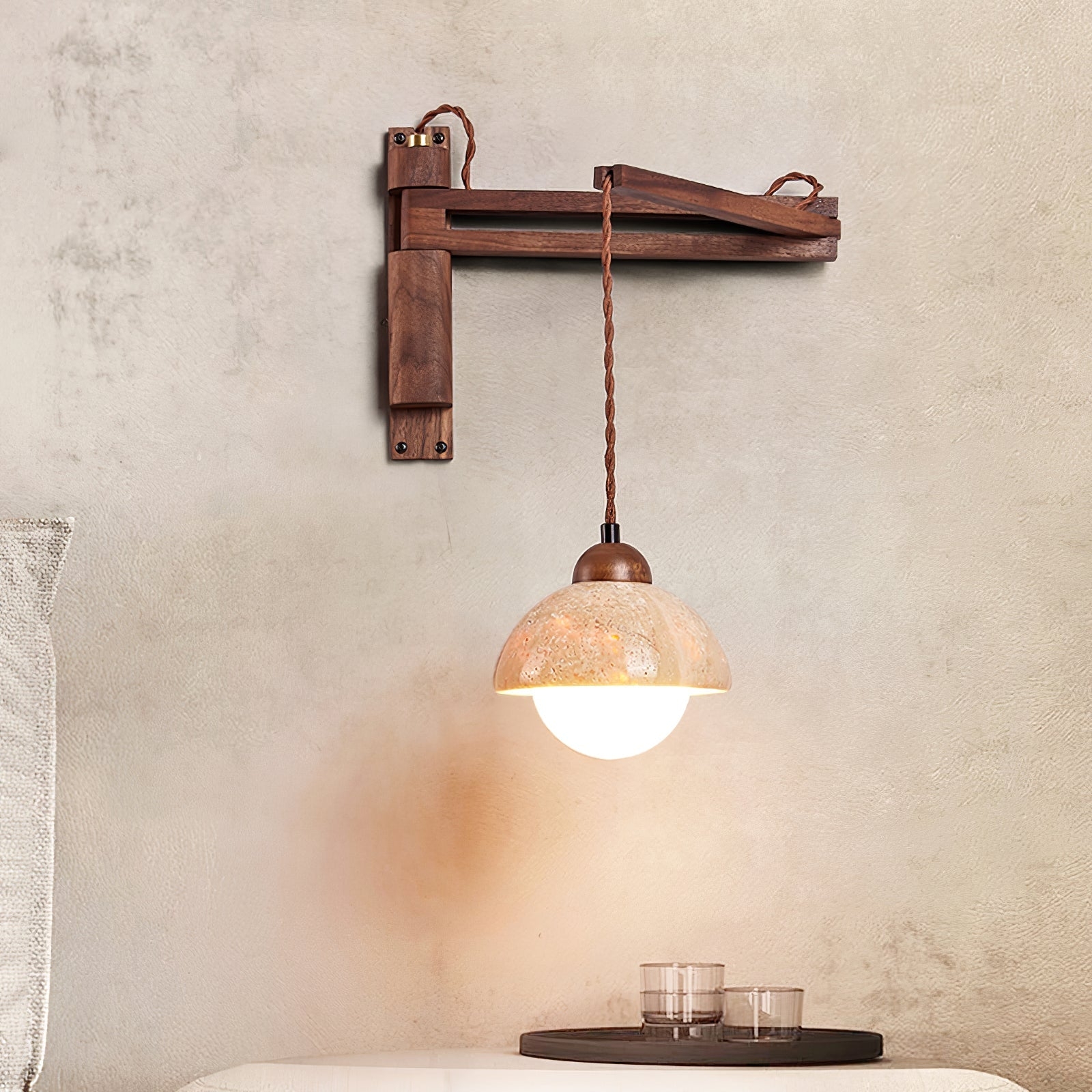 Adjustable Travertine Dome Wall Sconce T1606