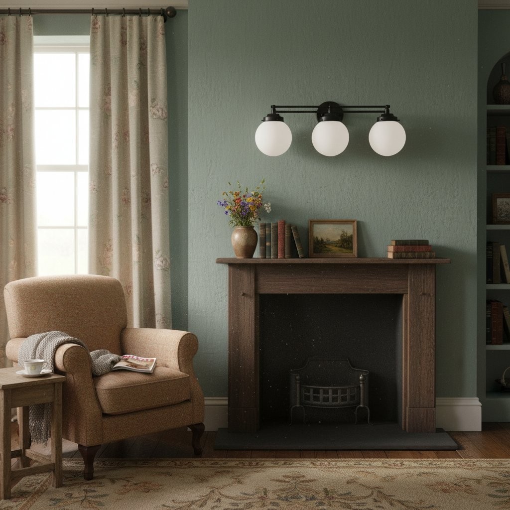 Glorica Glass Contemporary Vanity Light - 3 Light Globe Bathroom Fixture Opal Glass T352
