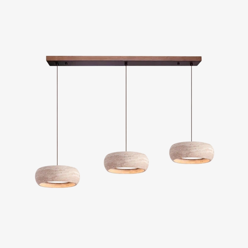 Travertine Donut Pendant Light – Minimalist Stone Lamp for Dining Room S410