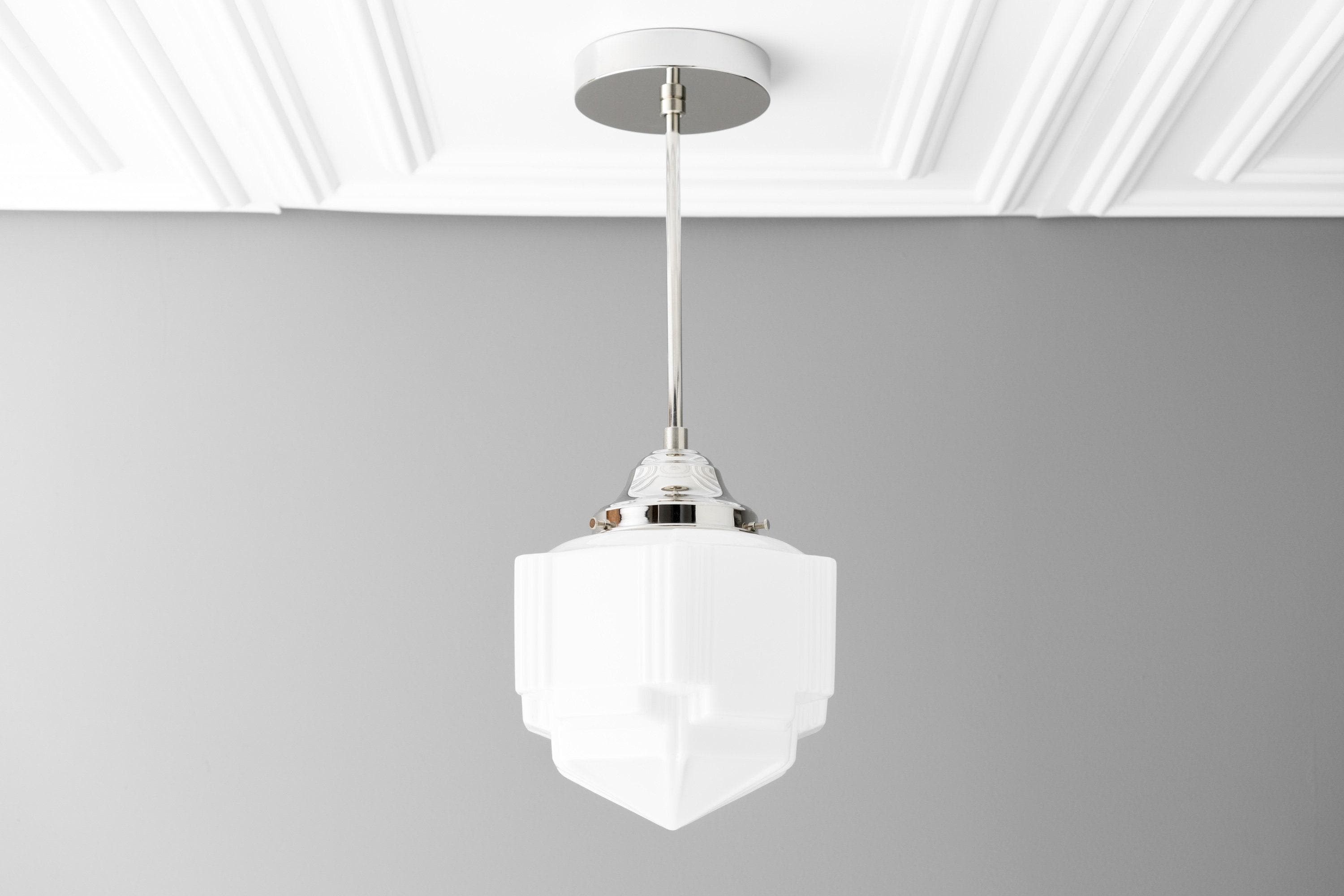 Geotower Glass Modern Pendant Light - Skyscraper Design - Brass or Black or Nickel Finish T340