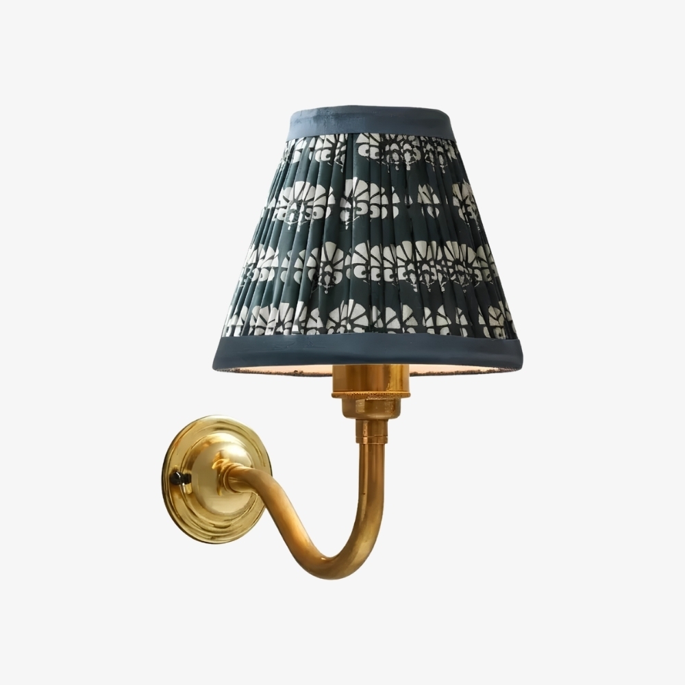 Cottaloy Vintage Fabric Curved Arm Wall Lamp for Living Room or Bedroom T2249