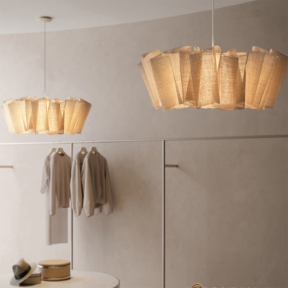 Scandinavian Pleated Fabric Pendant Light – Adjustable Hanging Lamp for Dining Room T191