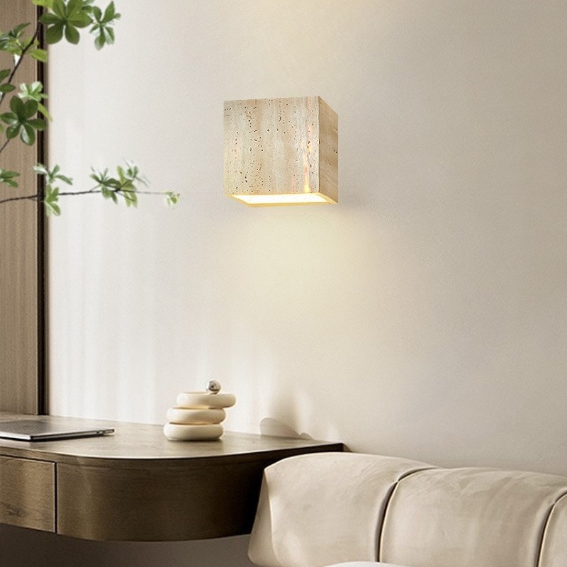 Modern Waterproof Travertine Square Wall Light for Corridors S308