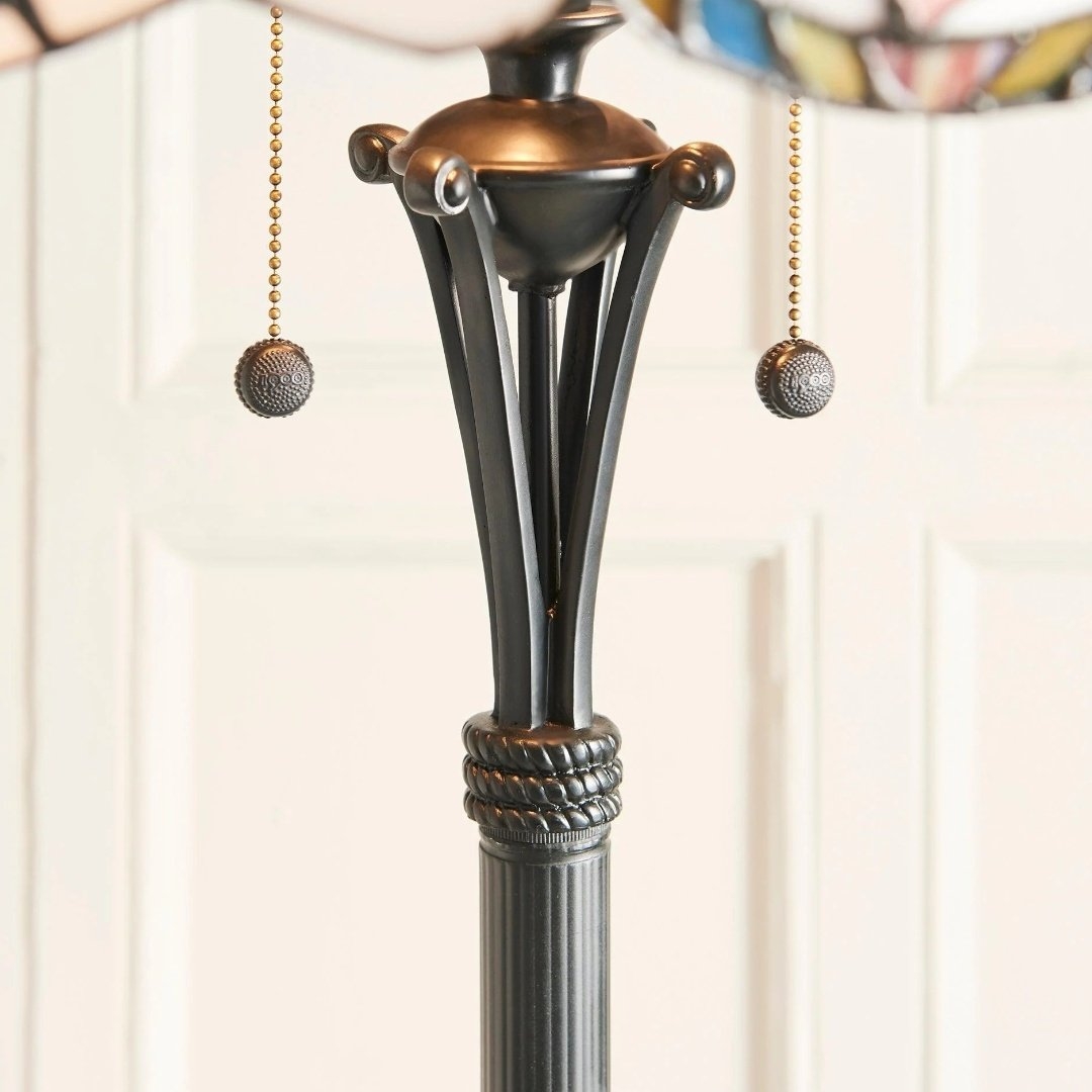TF Sullivan Tiffany Floor Lamp - Floral Stained Glass Design for Study or Living Room T861