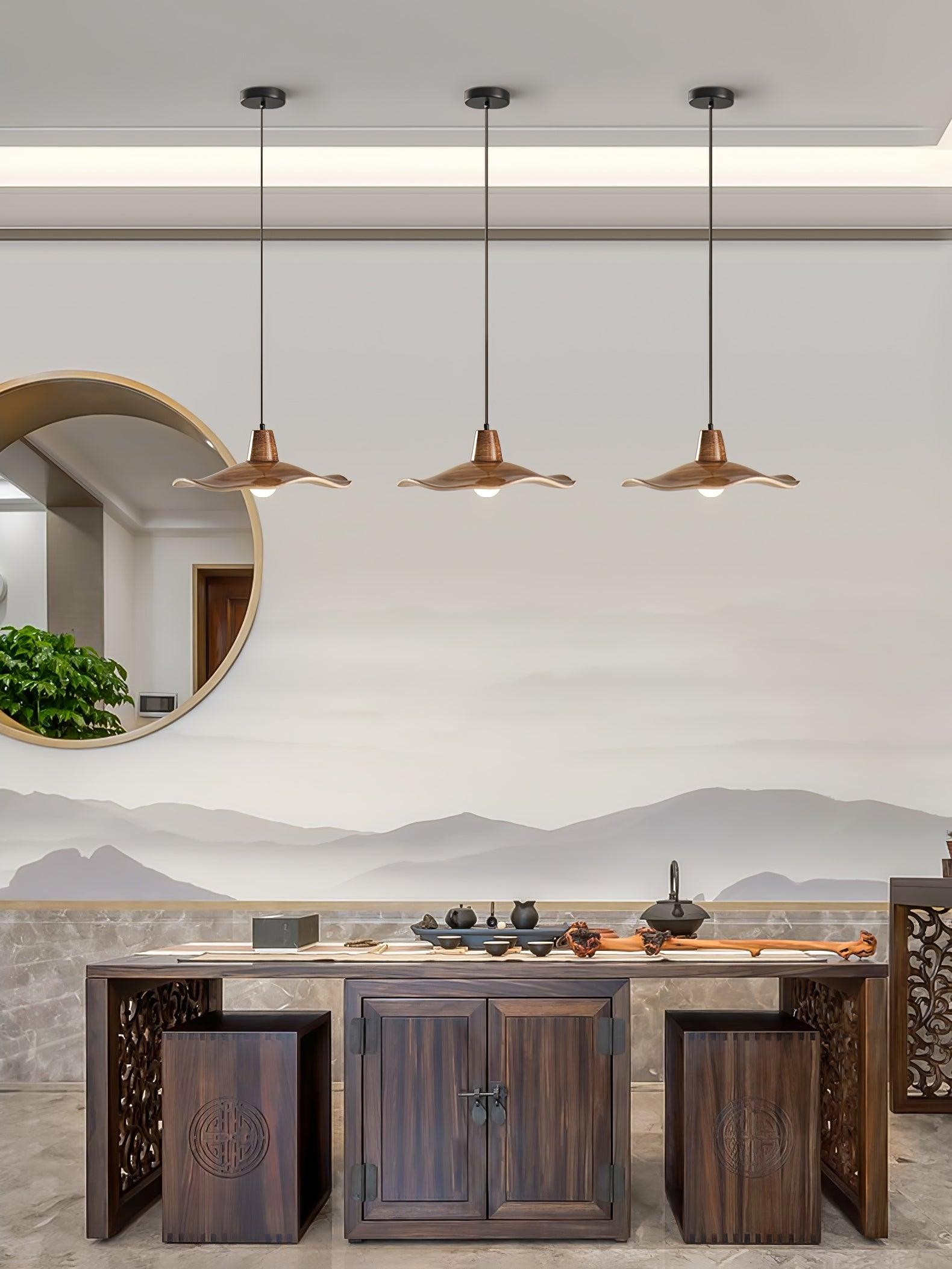 Black Imitation Walnut Wood Grain Kitchen Pendant Lamp M492