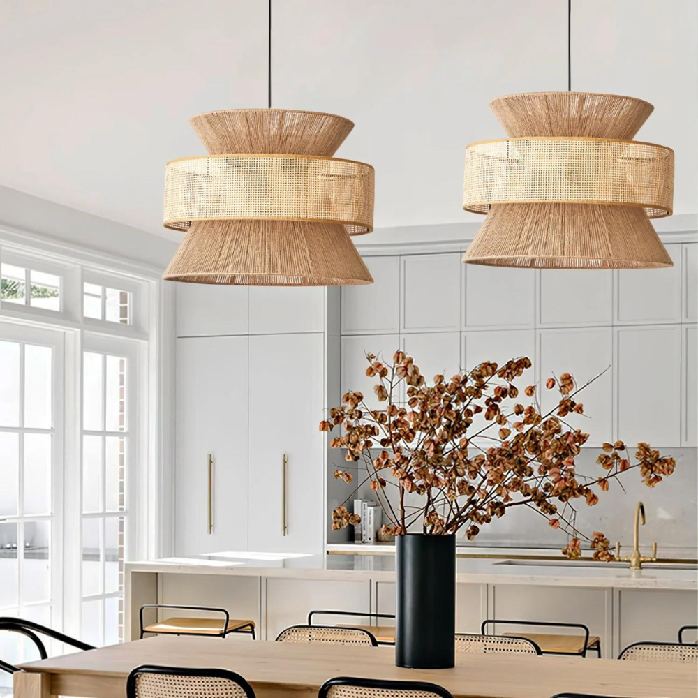Handwoven Hemp Rope Rattan Veil Pendant Light T2037