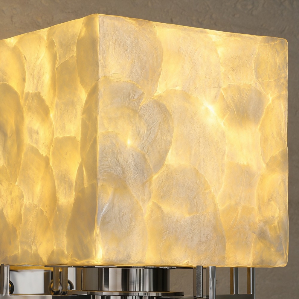 Beamira Mica Square Wall Lamp - Glass Shade Shell Decorative Wall Light for Hallway T2209