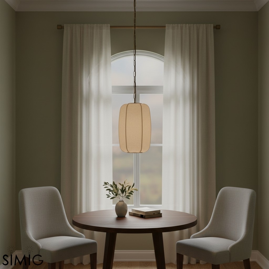 Loomis Textured Linen Drum Pendant - Modern Light for Kitchen Island T481