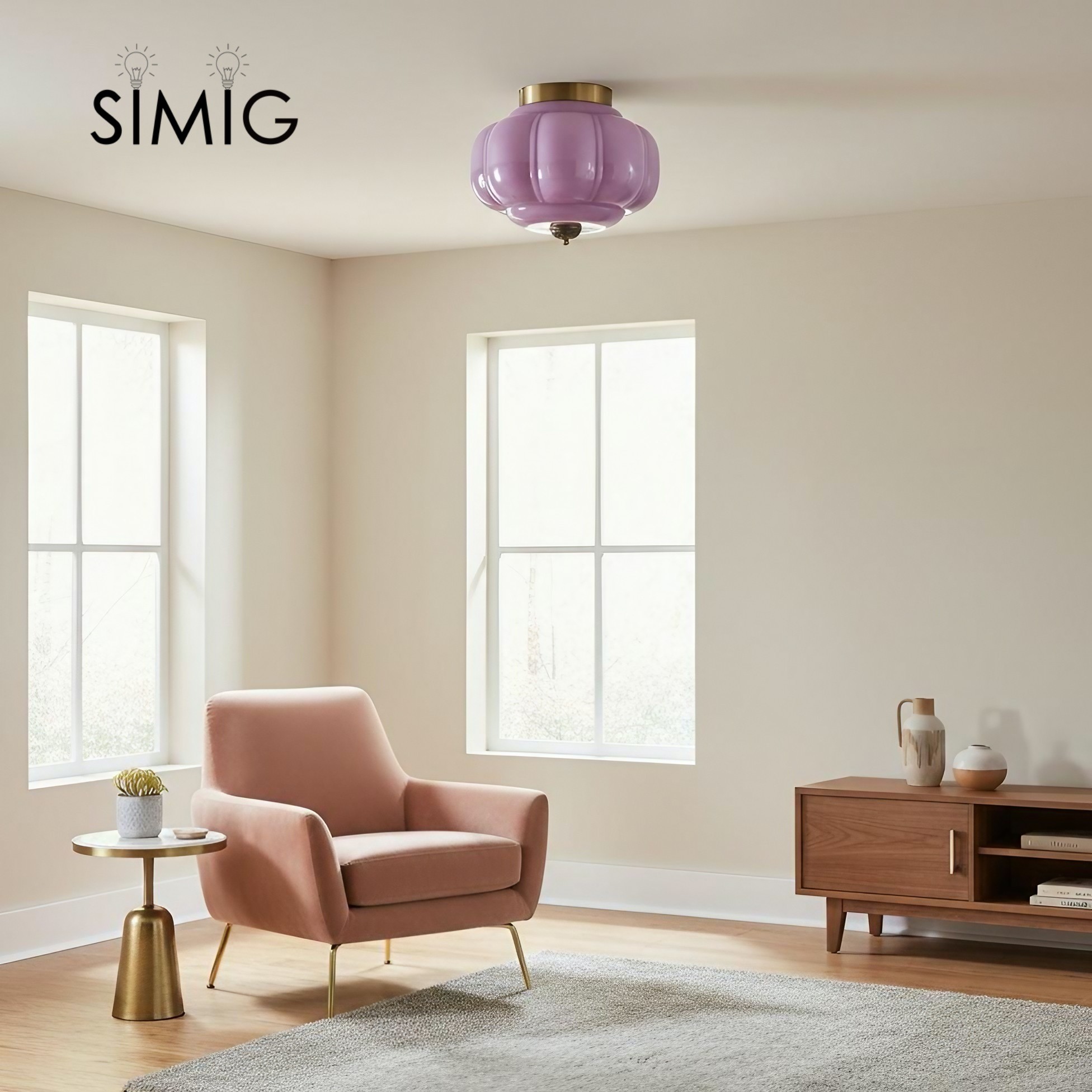 Eloise Ceiling Light - Elegant Retro Brass Ceiling Light for Living Room G55