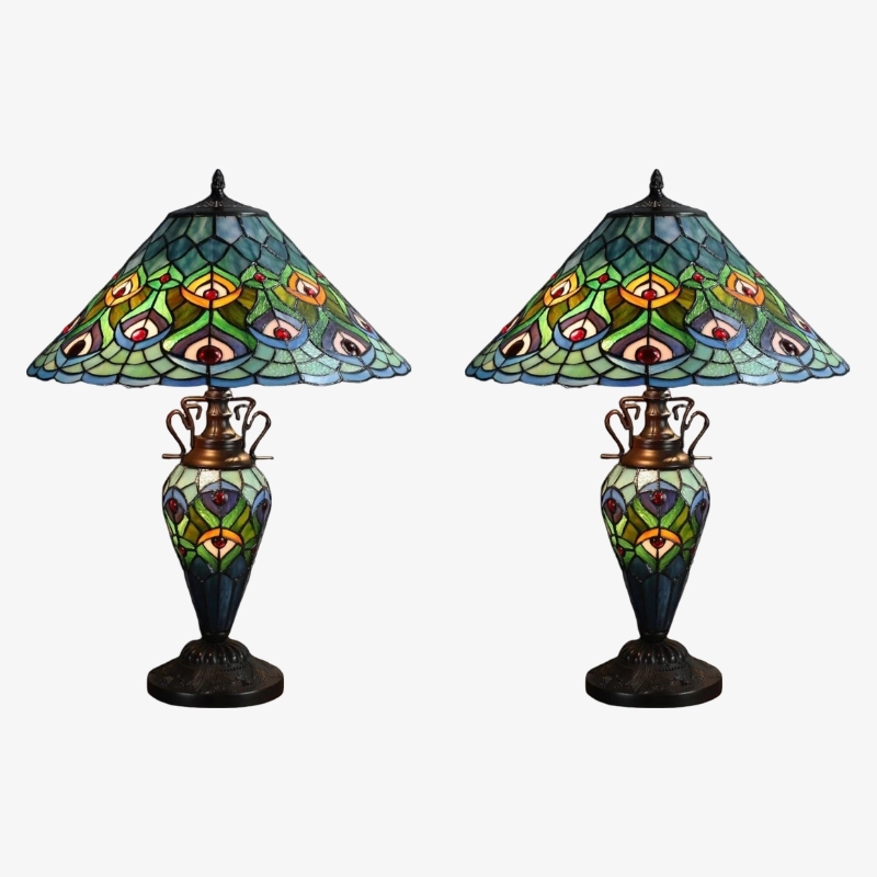 TF Oldbury Desk Lamp - Handcrafted Stained Glass Lamp for Bedroom Reading T982