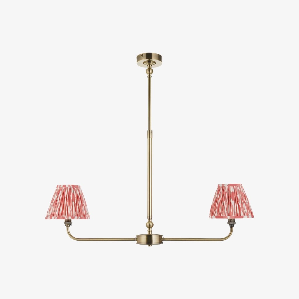 Zevatik Classic Ikat Patterned Fabric Chandelier - Metal Bracket Chandelier T922