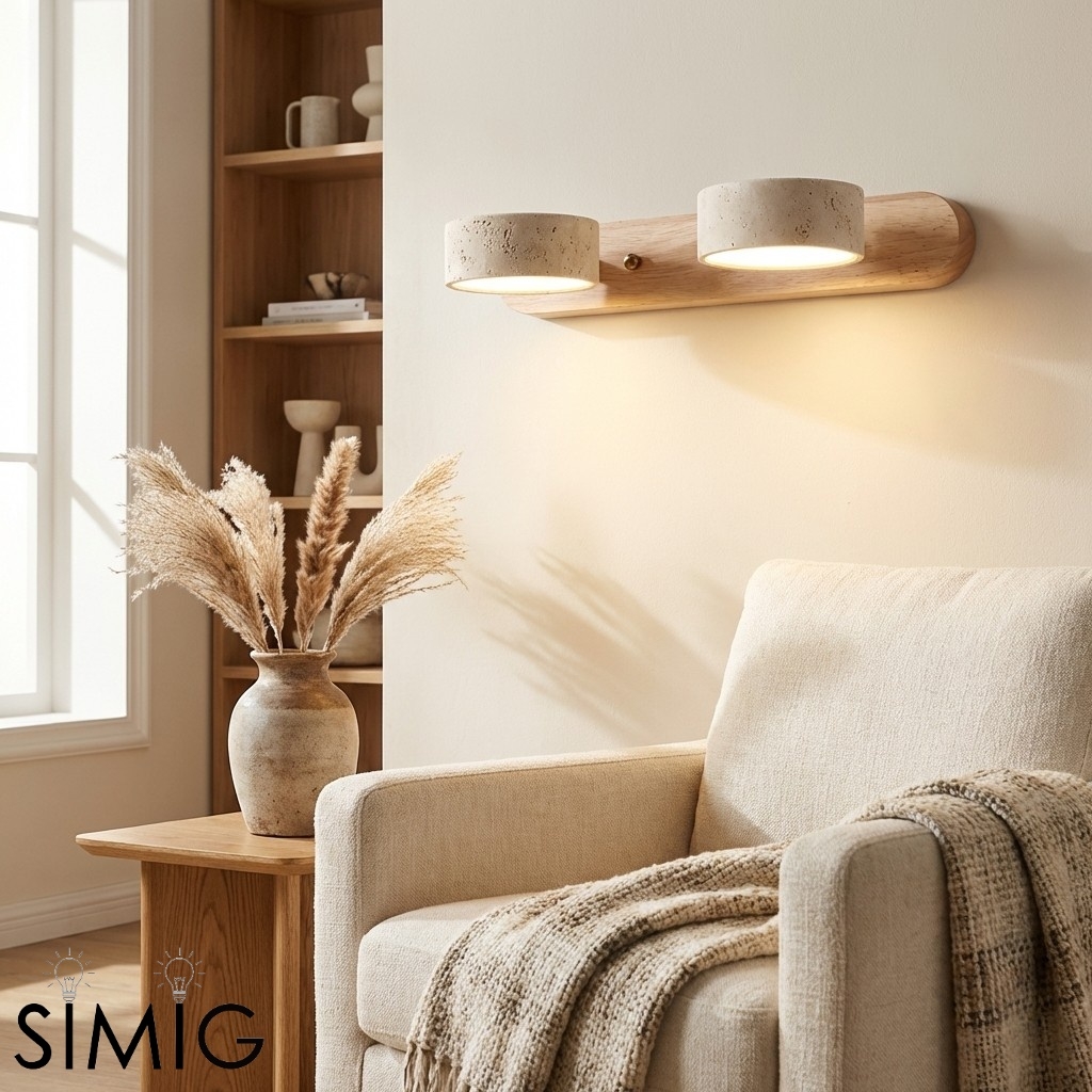 Travertine Walnut Multi Light Sconce - Bedroom Wall Lamp G115