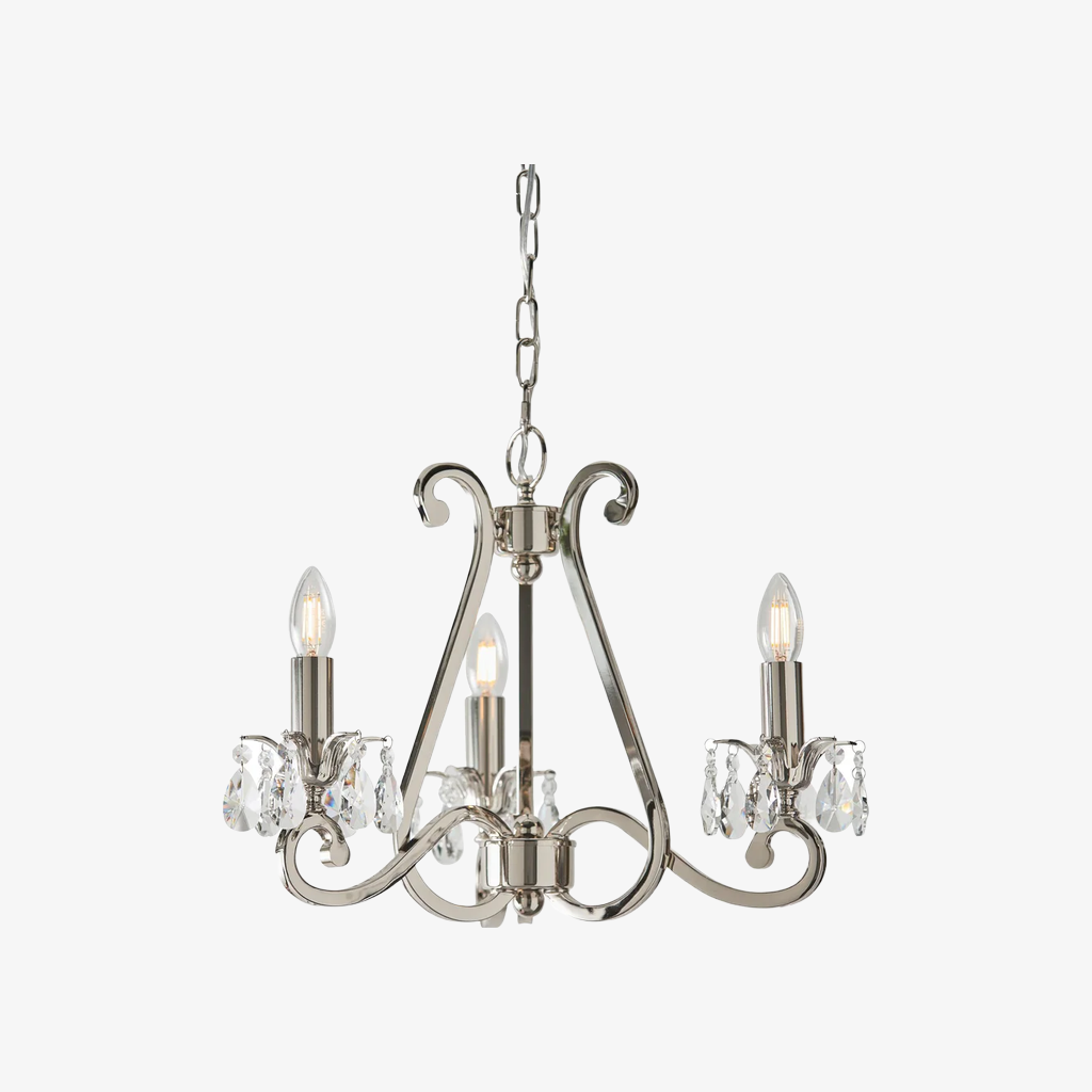 Talonis Crystal Chandelier - Traditional Candle-Style Brass and Nickel for Living Room and Dining Room T962