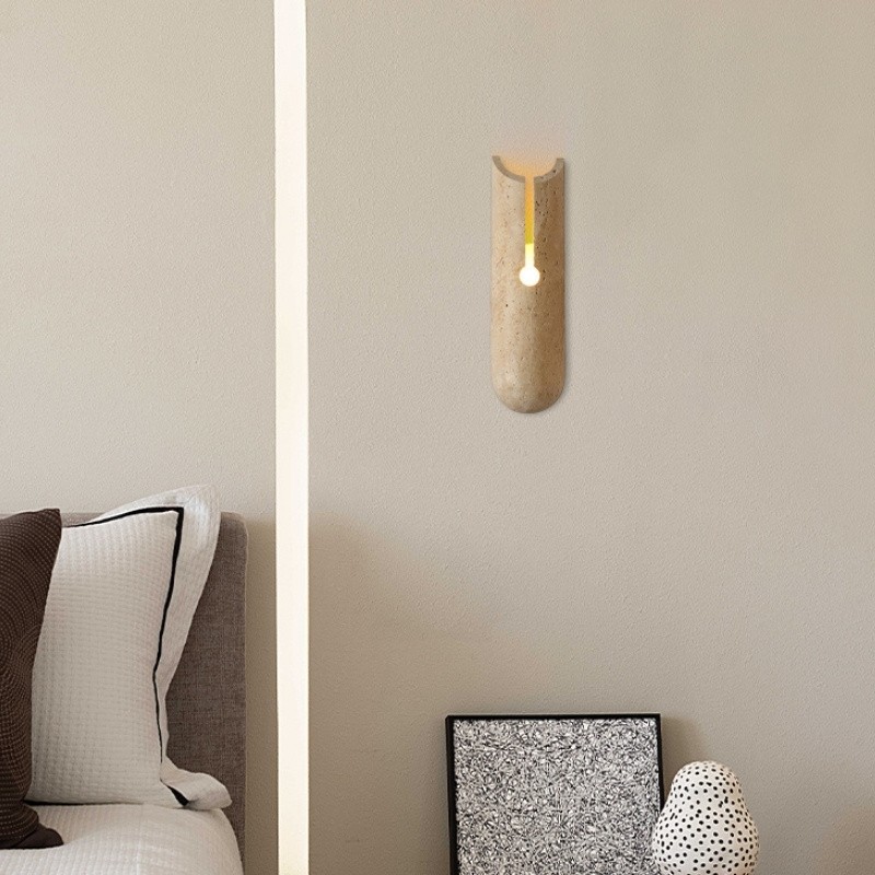 Cylindrical Y-Shaped Travertine Wall Lamp - Warm LED Light for Modern Homes S321