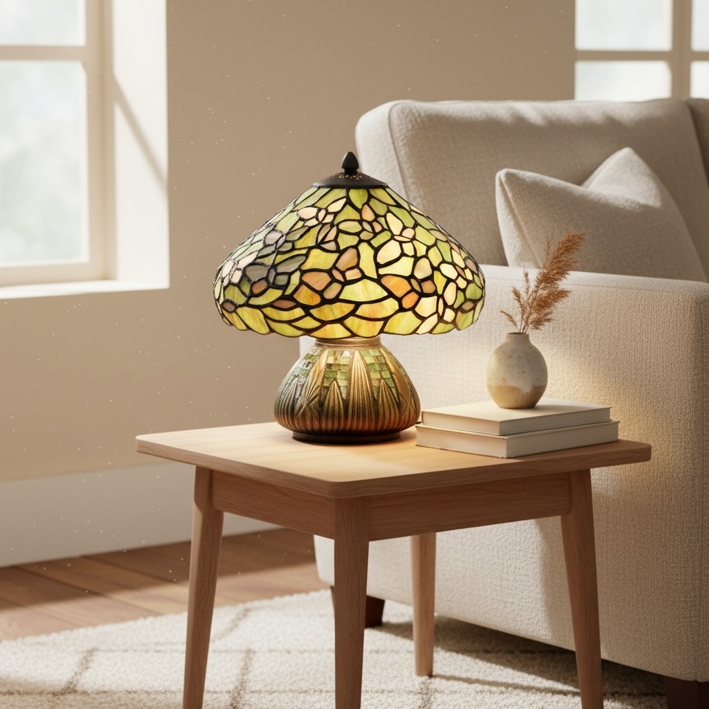 TF Sorenia Table Lamp - Warm Stained-Glass Floral Art-style Lamp for Living Room or Bedroom T893