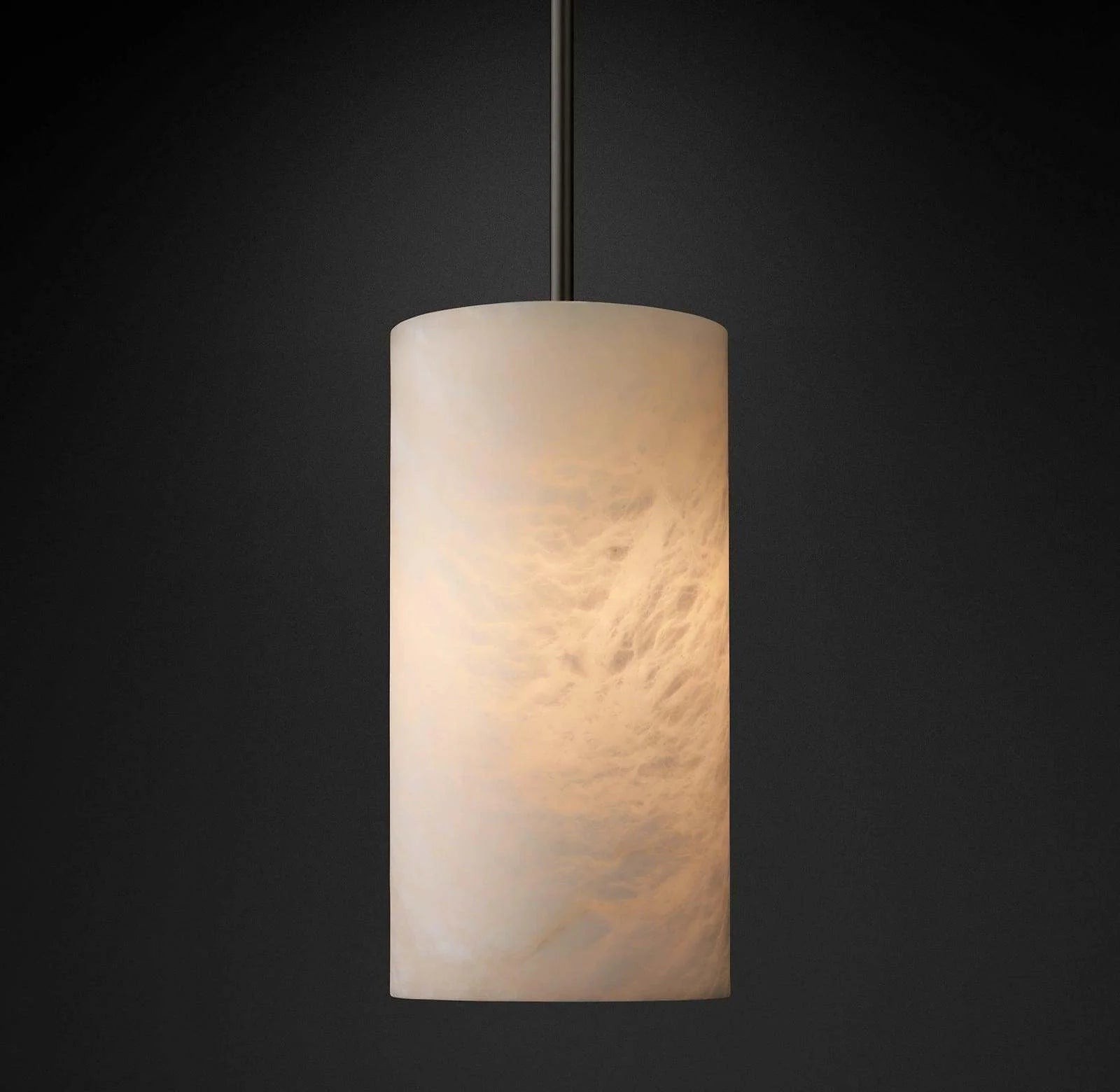 Hand Carved Alabaster Cylinder Pendant Light T115