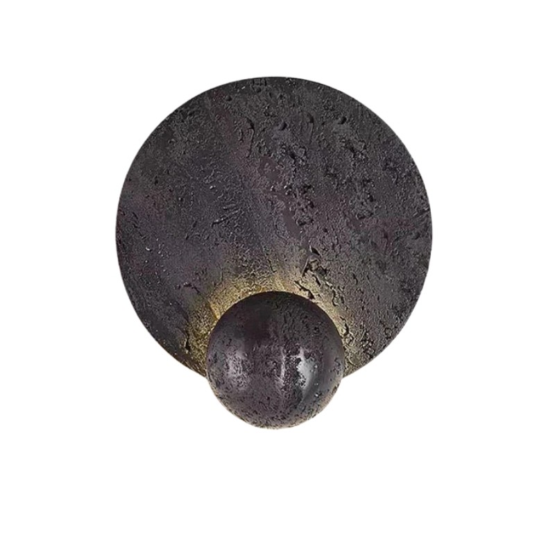 Scandinavian Travertine Round Orb Wall Lamp - Integrated LED & Warm Light S317