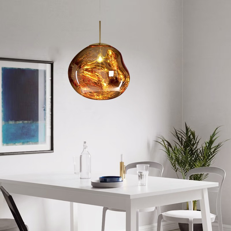 Glass Dynamic Pendant Light - Artistic Metallic Glow Pendant for Dining Area S54