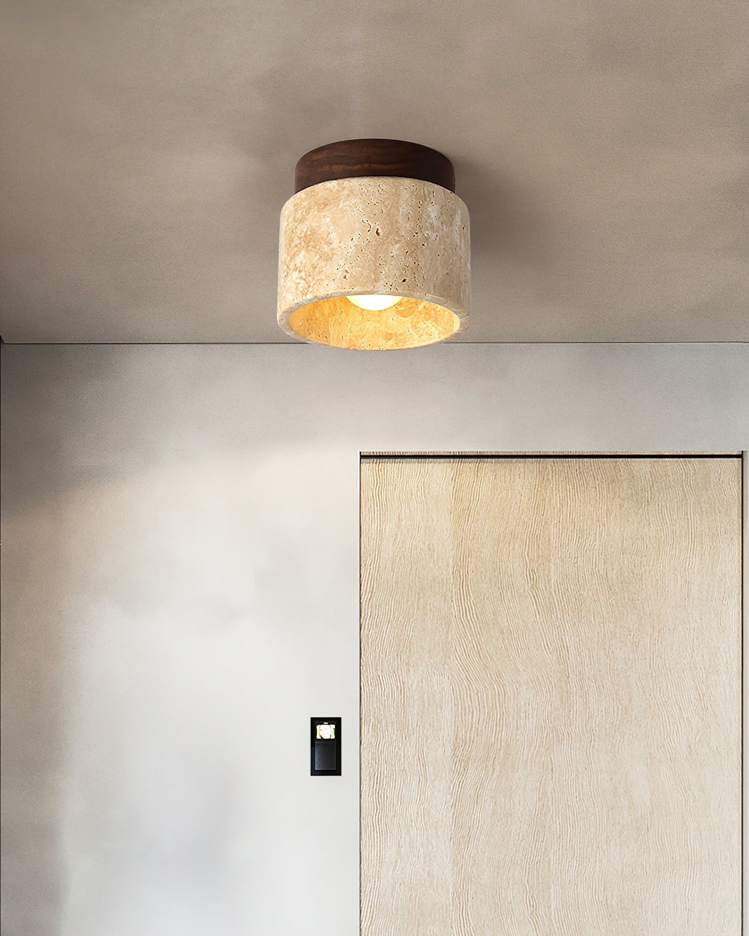 Travertine and Wood Design - Nordic Ceiling Light for Modern Spaces M98