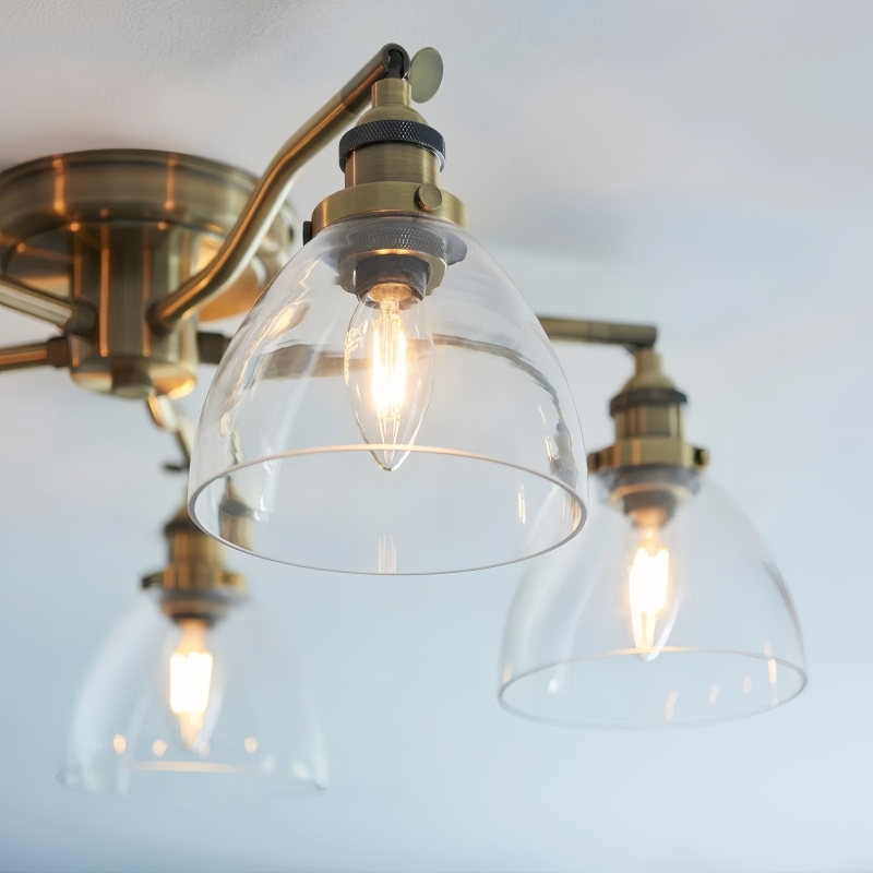 Novera Vintage-Inspired Semi-Flush Ceiling Fixture with Curved Arms for Living Spaces T1037