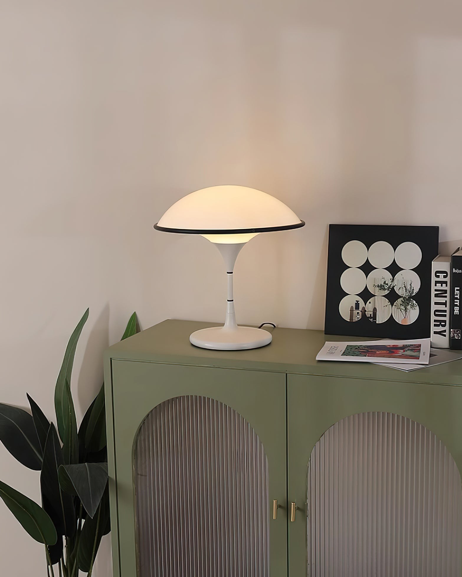 Danish Retro White Flying Saucer Table Lamp M277