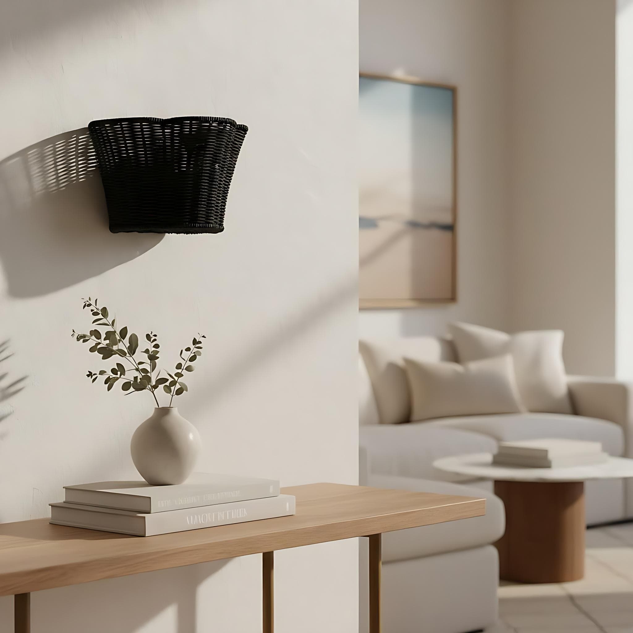 Wickara Woven Wall Sconce - Scalloped Basket Shade Wall Light for Bedroom T675
