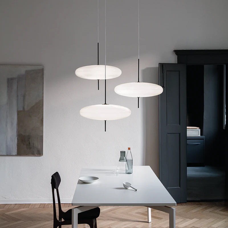Modern Oval Pendant Light – Metal and Acrylic Pendant Lamp for Living Room