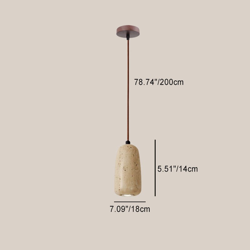 Natural Stone Wood Pendant Light - Minimalist Japanese Dining Lamp M08