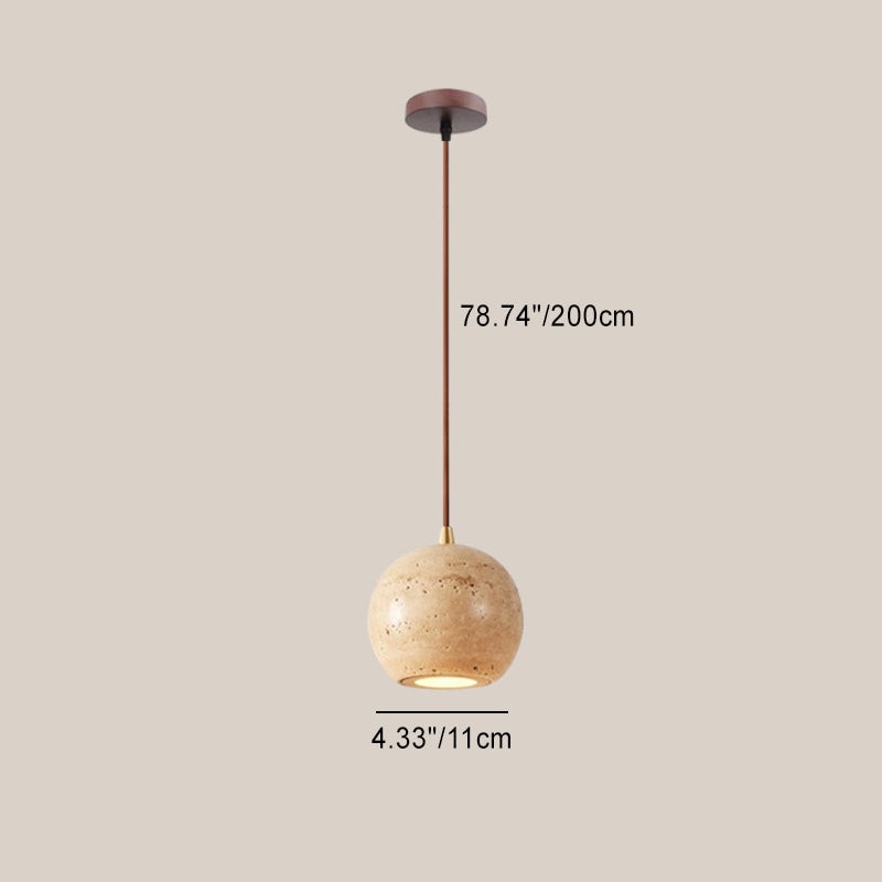 Natural Stone Wood Pendant Light - Minimalist Japanese Dining Lamp M08