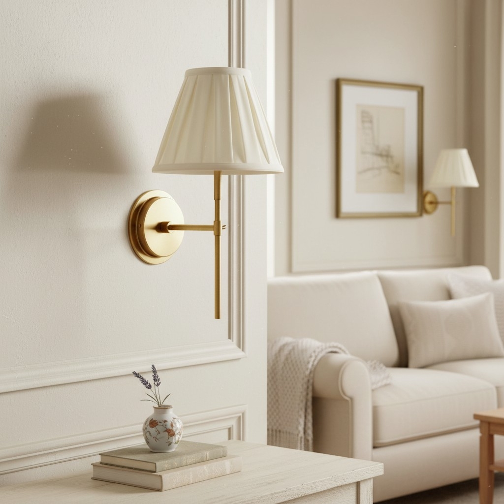 Cremaris Metal Wall Light with Fabric Shade - Timeless Sconce for Interior Lighting T1017