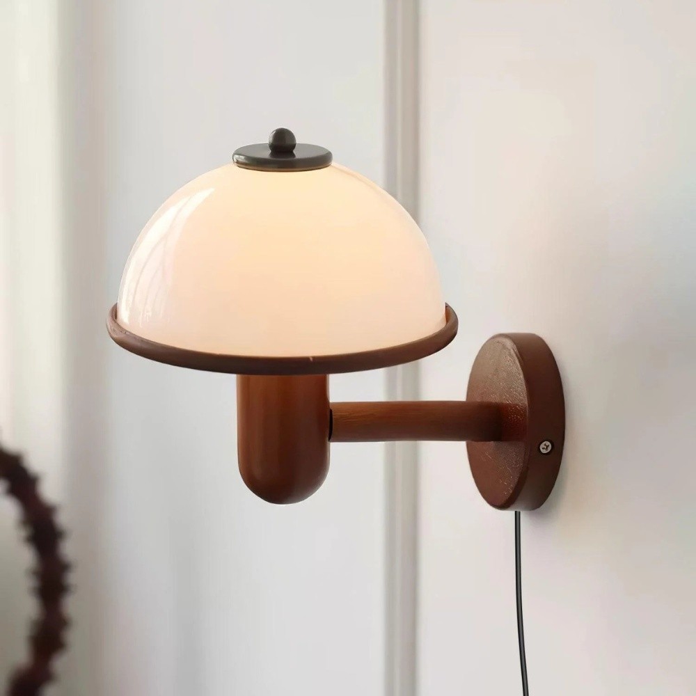 Bedside Mushroom Wood Wall Lamp S164