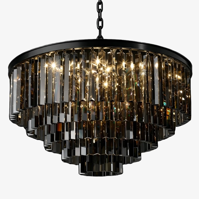 Aurevon Crystal Prism Metal Frame Modern Ceiling Chandelier for Home and Hotel T494