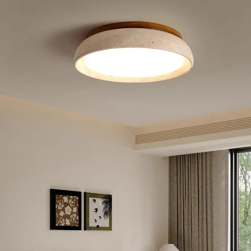 Wabi Sabi Travertine Round Ceiling Lamp - Light for Living Room S290