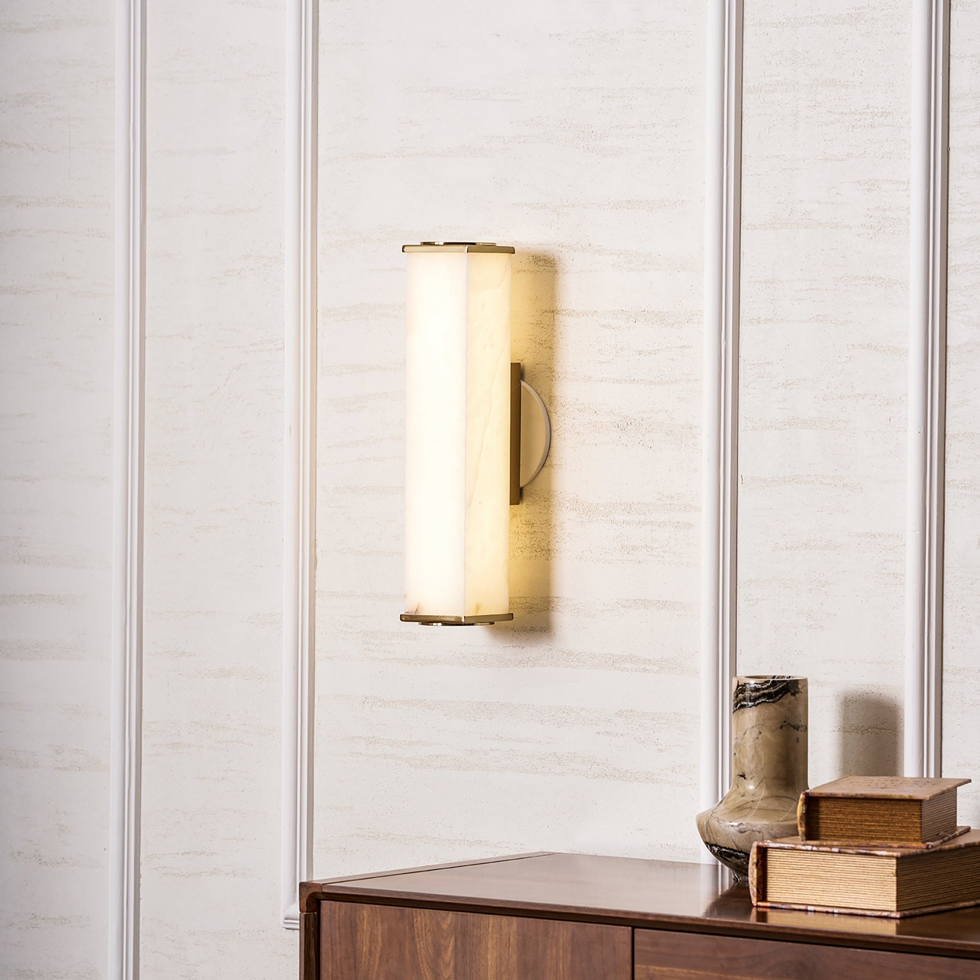 Cuboid Alabaster Wall Light T1622