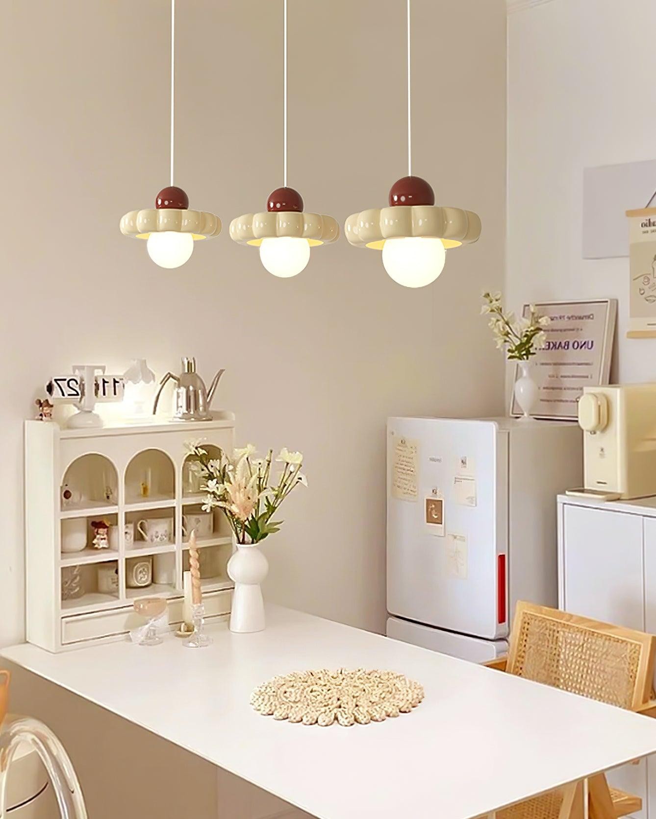 Cream Style Long Line Pumpkin Texture Pendant Lamp M173