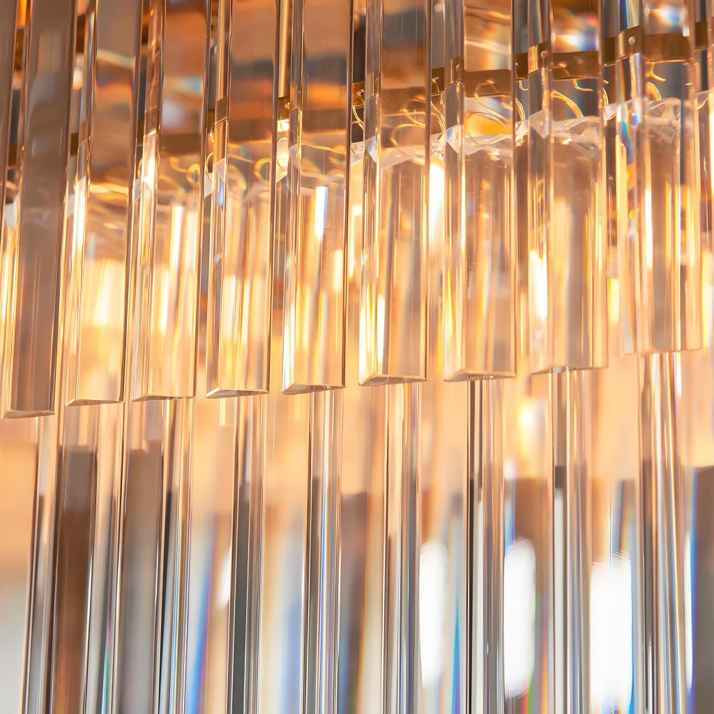 Vitralon Linear Pendant Lamp - Diamond-Shaped Glass Lampshade (Crystal Clear) - Fits Living and Dining Rooms T944