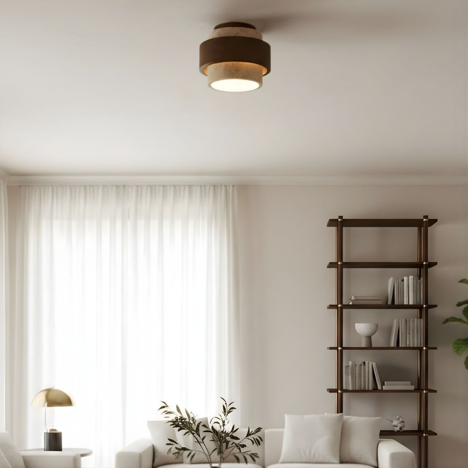 Natural Stone Texture Ceiling Light - Wabi Sabi Style Fixture T1103