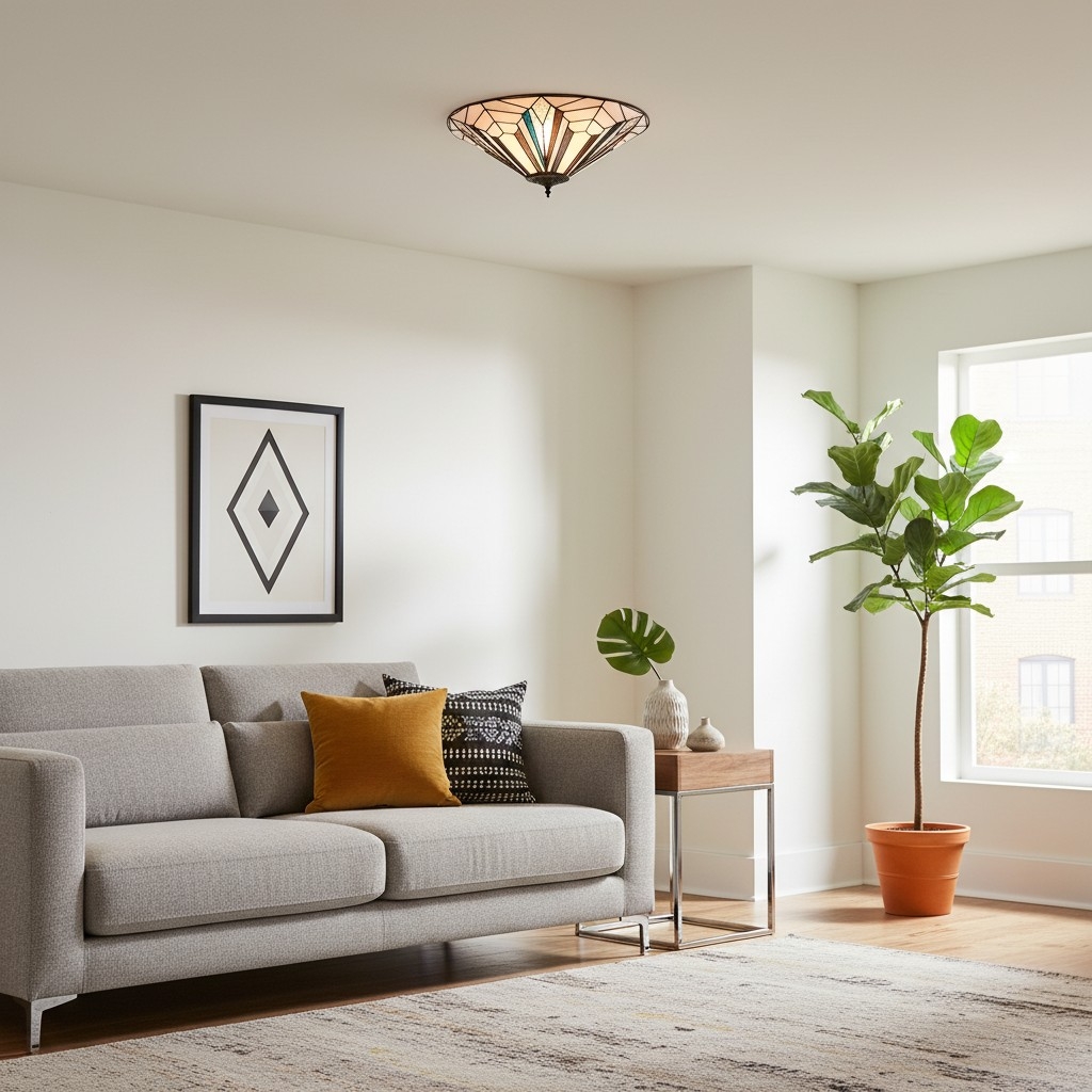 TF Astoria Modern Deco Flush Mount Ceiling Light with Textured Glass - Elegant Home Lighting Fixture T1043
