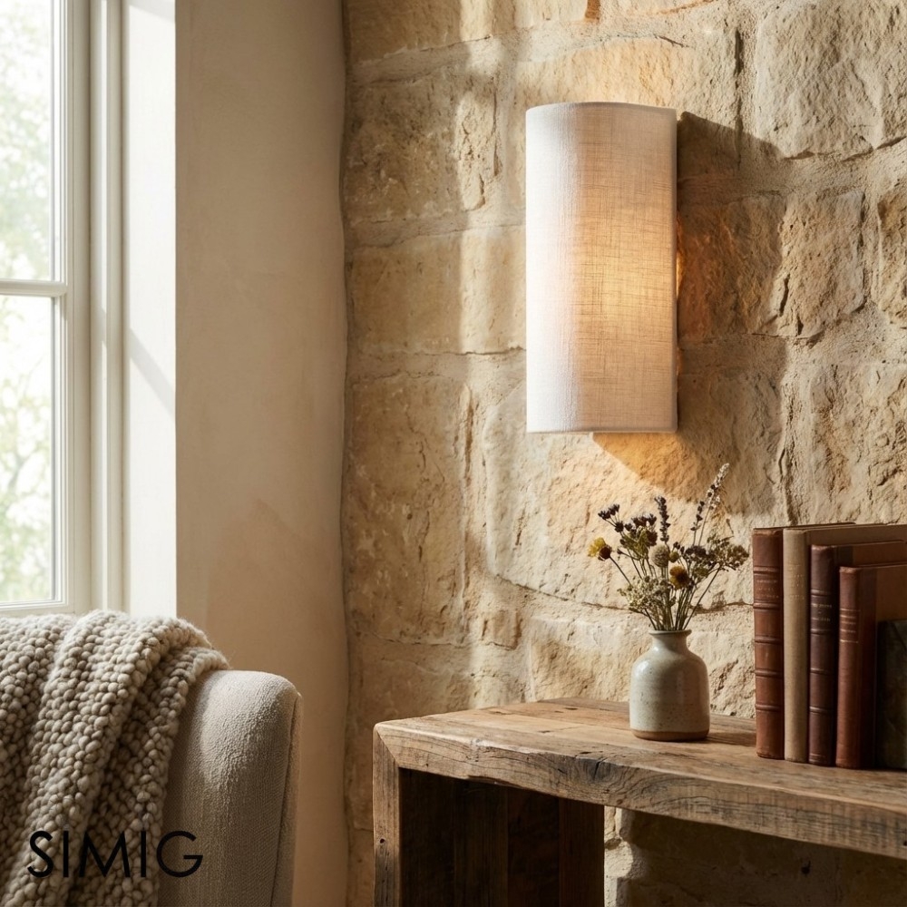 Linbron Soft Linen Wall Sconce - Minimalist Fabric Wall Light for Bedroom T478