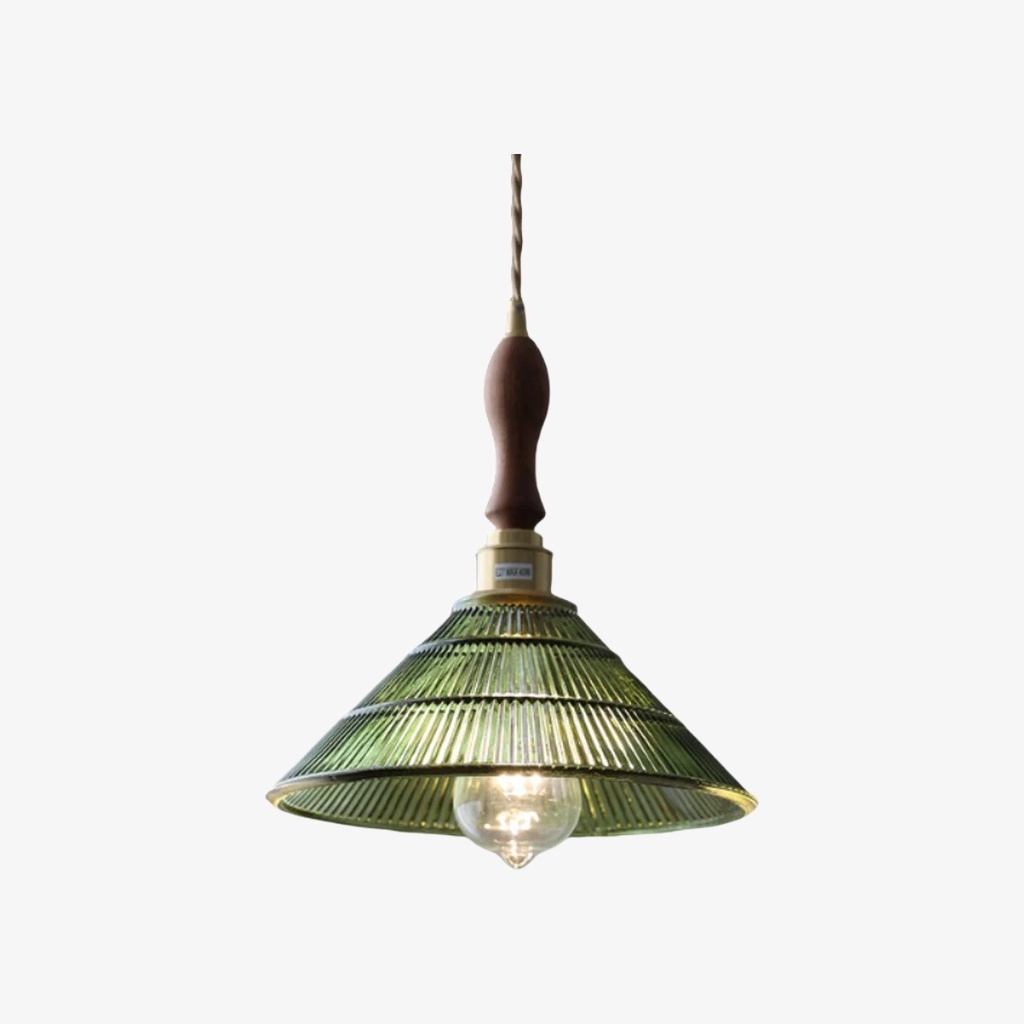 Ribilux Ribbed Pendant Light - Vintage Glass and Metal for Kitchen and Dining Room T1120