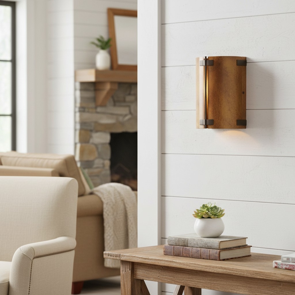 Rustivon Curved Metal Shade Wall Sconce - Vintage Accent Light T1089