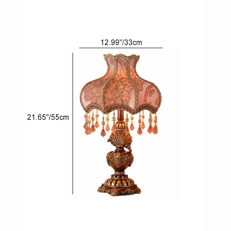 Traditional European Pink Pattern Lampshade Table Lamp M496
