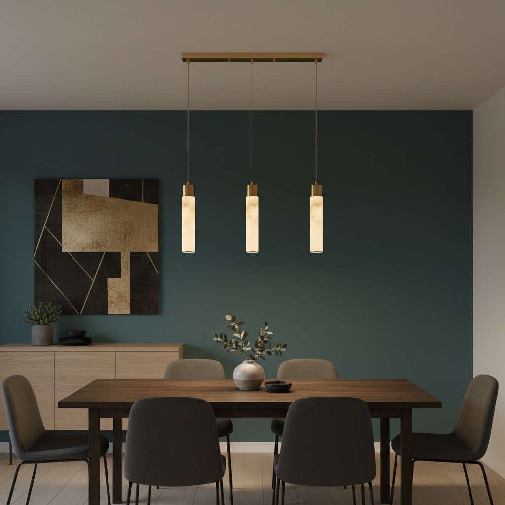 Solaryx Minimal Cylindrical Silhouette Pendant Light - Modern Style Lamp for Kitchen or Dining Room T1135
