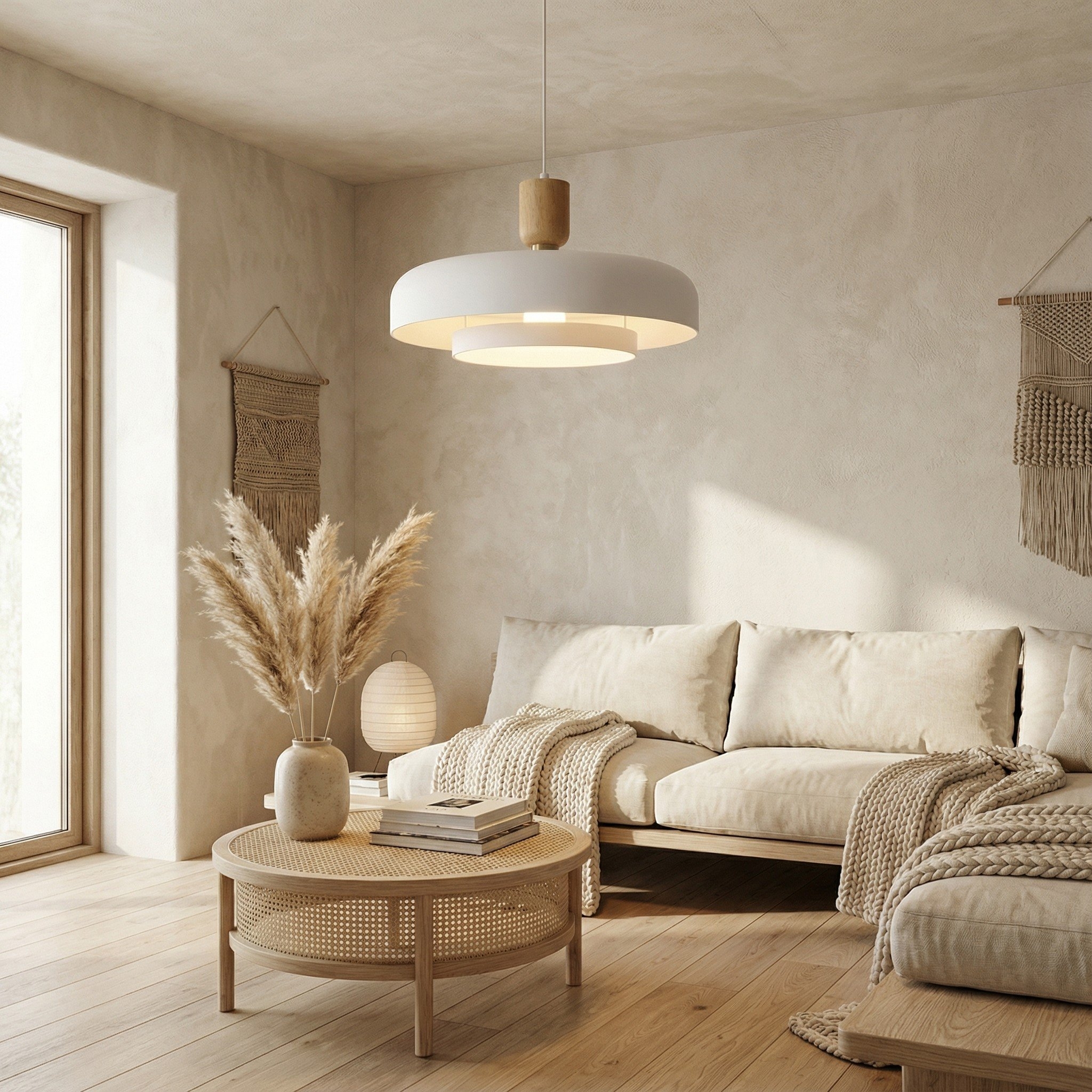 Orbulis Natural Wood Grain Pendant Light – Modern Minimalist Circular Light T594