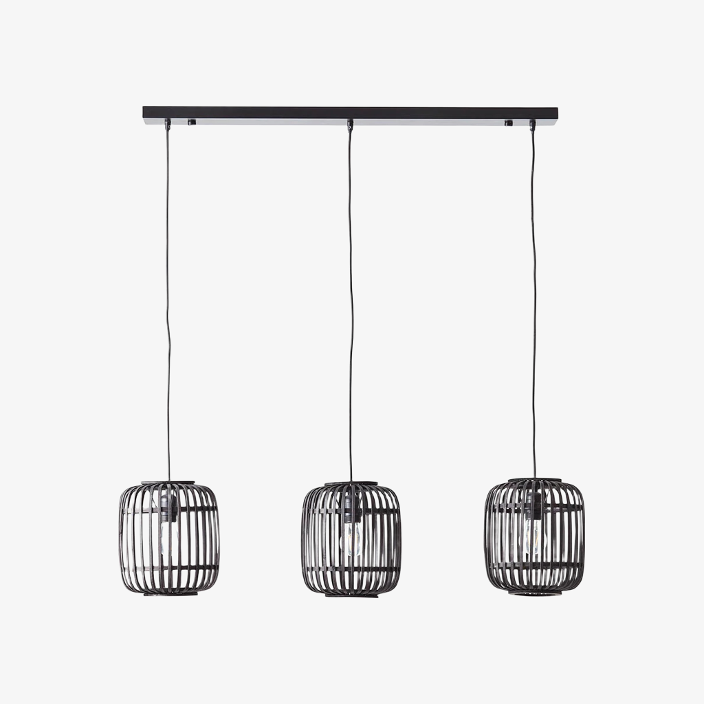 Yumeko Adjustable Bamboo Pendant Lamp - Natural Cage Ceiling Light Perfect for Living & Dining Rooms T999
