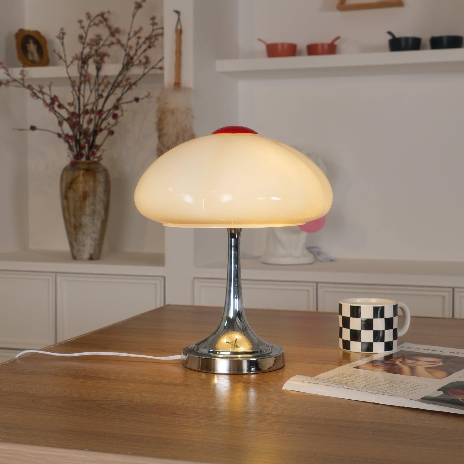 Cream Style Glass Mushroom Table Lamp M220