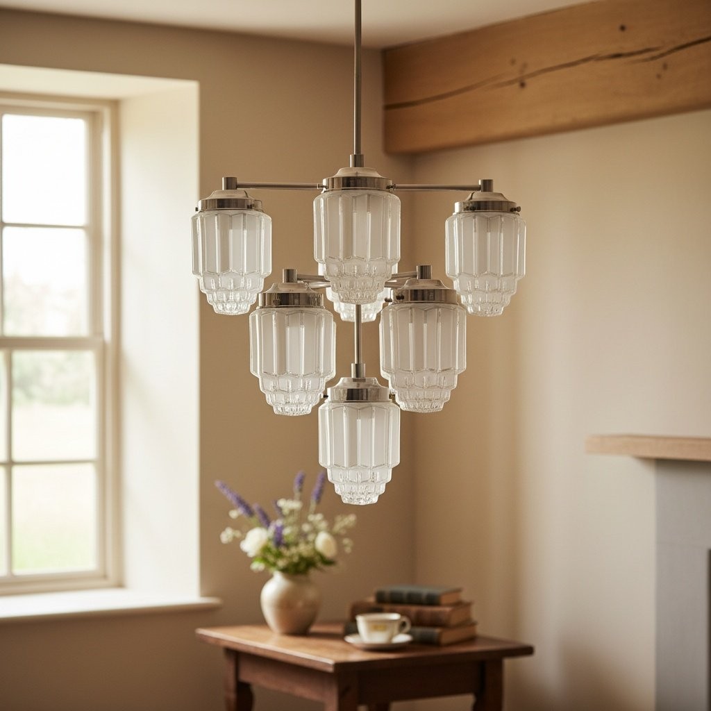 Tierlux Glass Textured Brass Chandelier – Timeless Lighting with Style T375