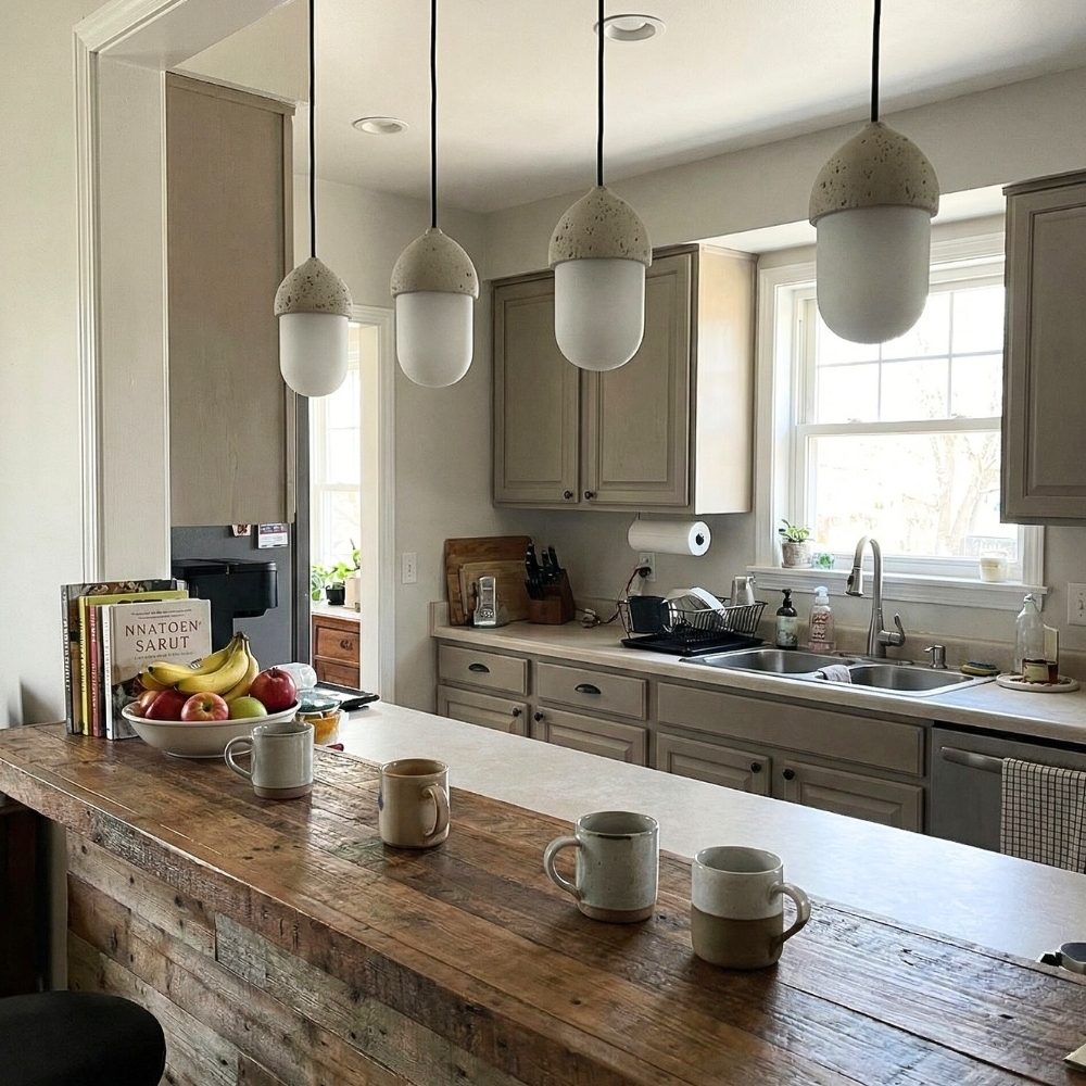Orbaltis Modern Orb Cluster Pendant - Natural Stone and Glass Hanging Lamp for Living or Kitchen T1106