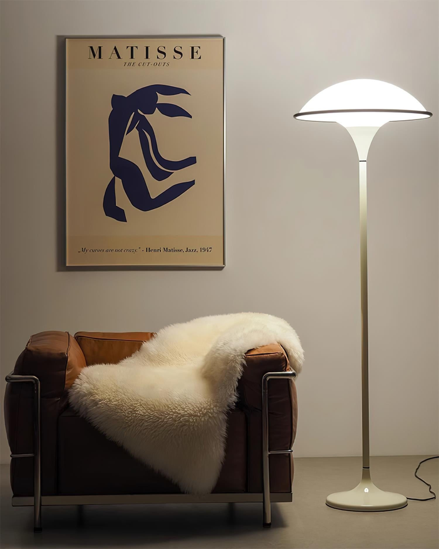Danish Retro White Flying Saucer Floor Lamp M278