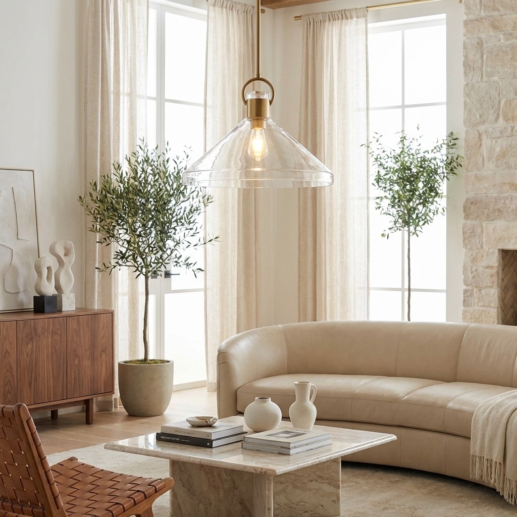 Lumicona Wide Cone Pendant Light – Clear Glass Design with Industrial Style for Kitchens U17